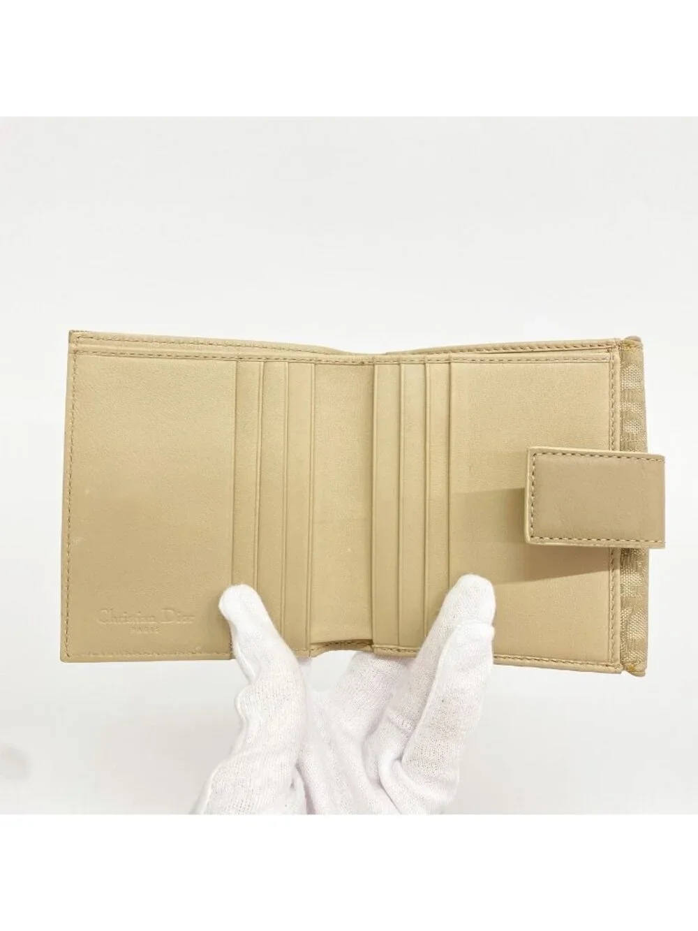 Dior Wallet Trotter Nylon Beige Silver